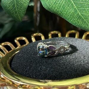 Elegant 925 Silver and Purple Mystic Topaz  Ring